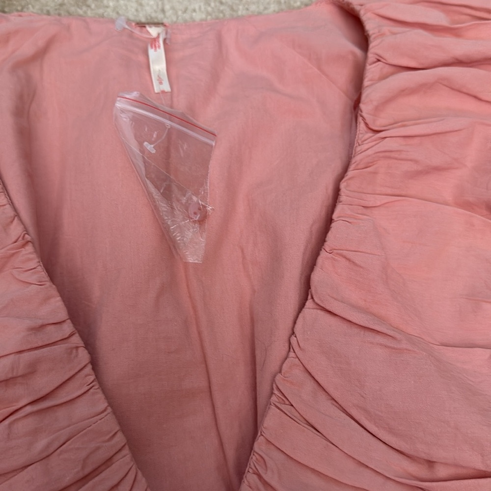 NWOT Free People Where We Meet Smocked Blouse Top Size L. NWOT - Picture 6 of 10